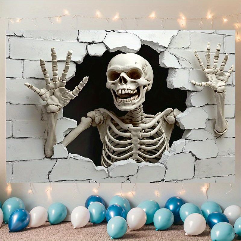 Party Backdrop Halloween Skeleton Spooky Realistic Event Photo Background Party Decor
