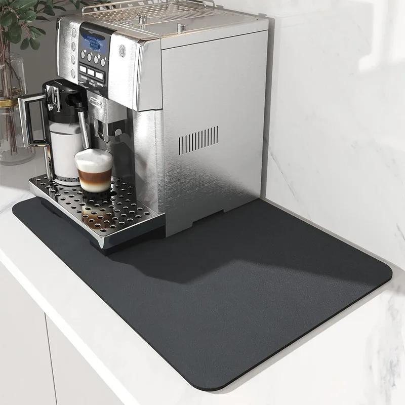 1Pc Coffee Machine Suction Mat, Bowl and Plate Drying Mat, Anti Slip Bar Counter, Dining Table, Kitchen Countertop Mat, No Wash