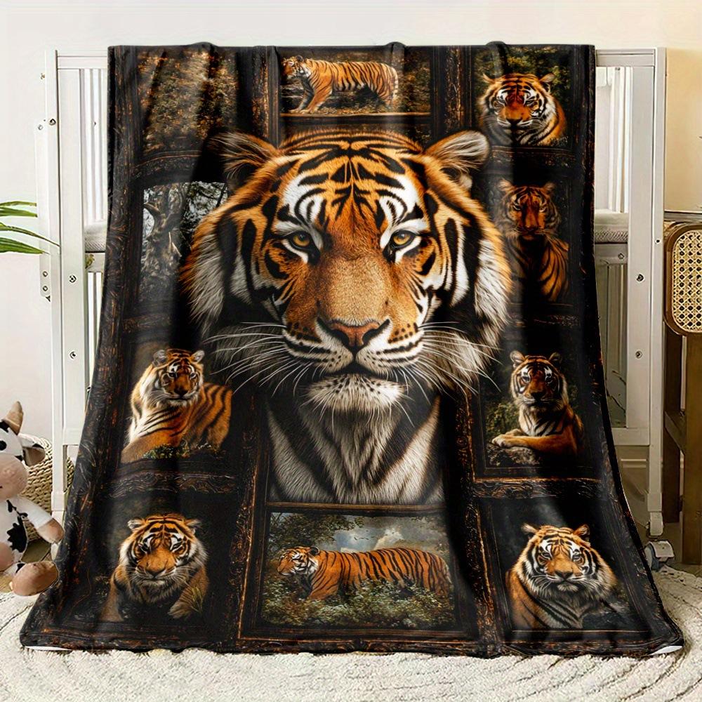 Tiger Print Flannel Blanket Comfortable Soft Flannel Blanket Animal 3D High Definition Print Home Blanket