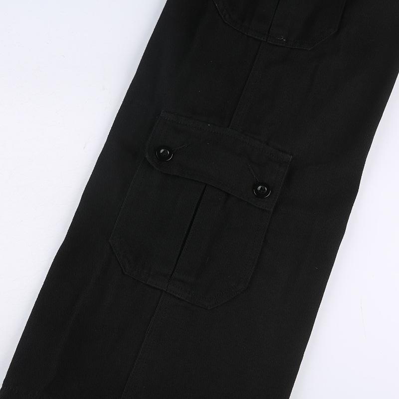 Summer Women's Pant Street Spice Low Waist Double Row Button Tide Artificial Multi-Pocket Denim Casual Pants