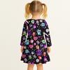 Kids Girls Casual Daily Dress Cute Cartoon Print Long Sleeves Dance Wear Princess Dress  2-12 Years