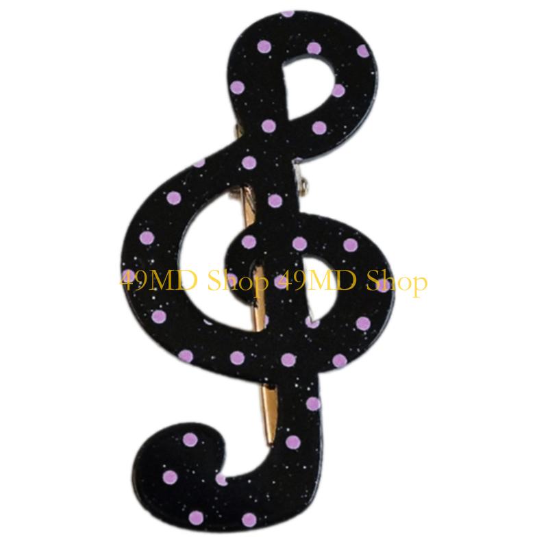 49MD Stylish Starry Striped Music Note Hair Clip Resin Hair Accessory For Women Daily Use чёрный