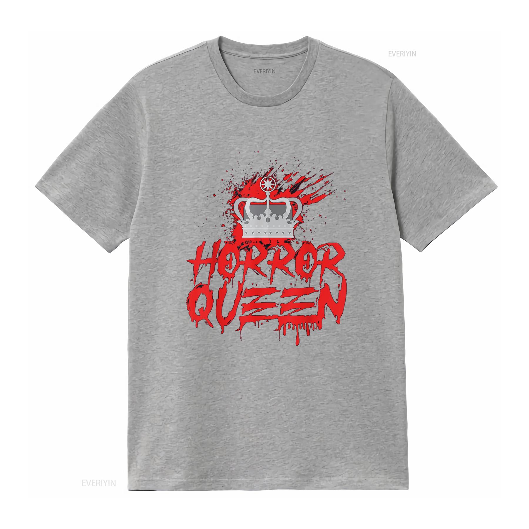 

Scary Horror Movie Blood Crown Queen T Shirt vintage Washed Comfortable Top For Everyday Wear Breathable Stylish Slightly S