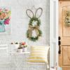 Easter Wreaths for Front Door 19.6 Inch Artificial Easter Bunny Decor Front Door Wreath with Flower and Bow for Porch Indoor