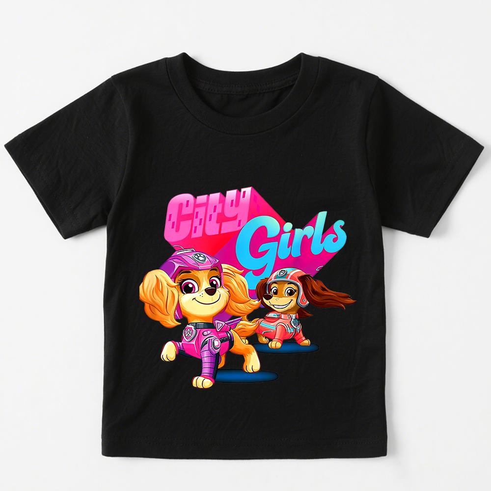 Paw Patrol Skye Liberty Graphic T Shirt Girls Casual Summer Clothes Kids Fashion Tee Top