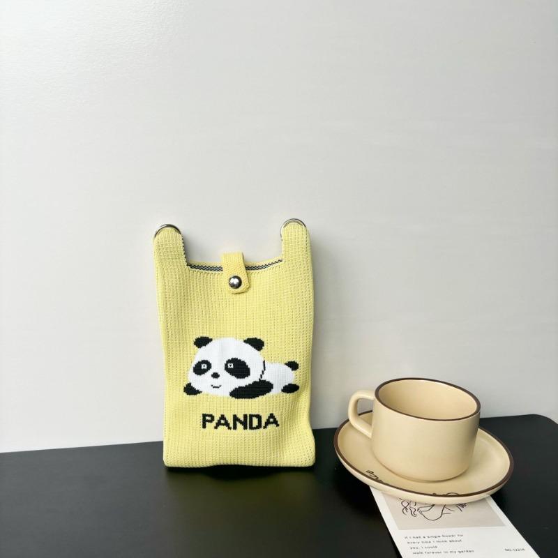 Panda Mobile Phone Bag Cute Knitted Bag High Sense Personality Versatile Dopamine Shoulder Messenger Bag Dopamine Wind
