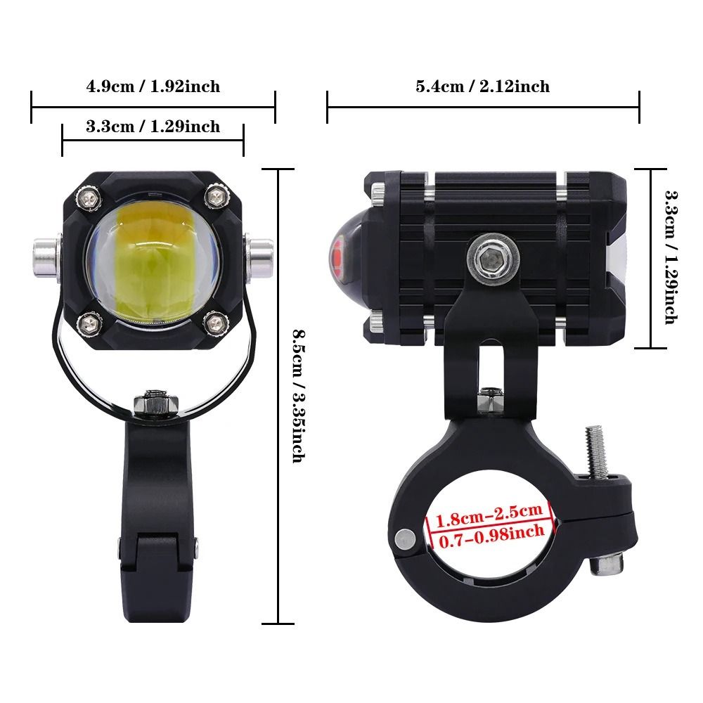 2pcs Waterproof Motorcycle Auxiliary Light Motorcycle Work Light Night Riding