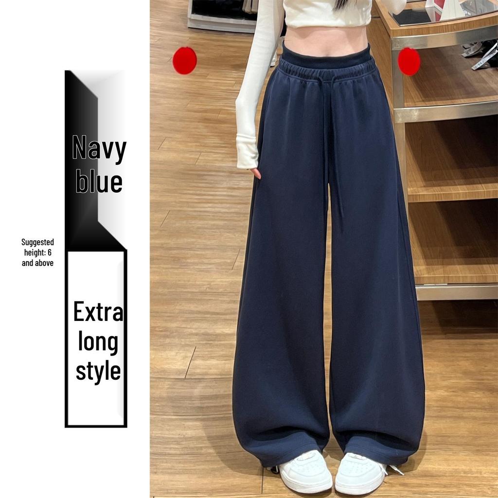 Women's Pink Wide-Leg Knife Pleat Sweatpants - Spring 2026 Korean Style, High Waist, Slimming Petite Fit