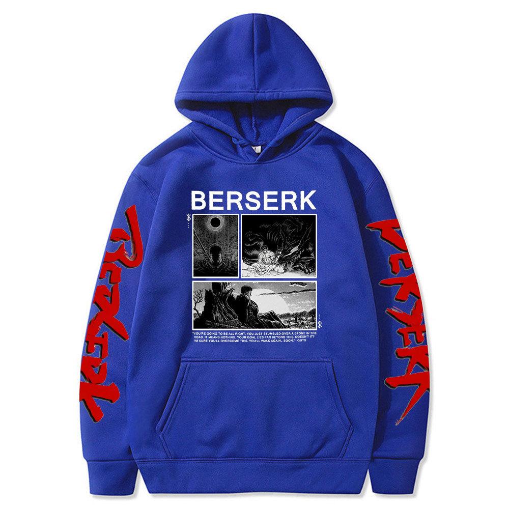 Japanese Anime Berserk Guts Print Manga Hoodie Fashion Autumn Winter Fleece Streetwear Tops