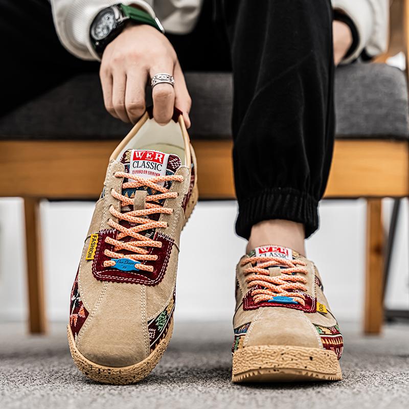 Men’s Printed Sports Shoes Casual Street Style Jogging Sneakers Students Skateboard Shoes Plus Size Height Increase