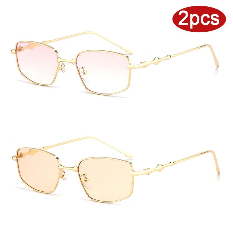 Protective Glasses 2pcs Simple Square Anti Blue Light Irregular Eyewear High-End with Metal Frame Narrow Frame Eyeglasses Frames