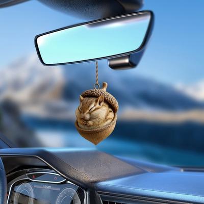 Forest Acorn Animal Ornaments 2D Acrylic Hanging Charm Cute Squirrel for Car Mirror Deer Fox Decor