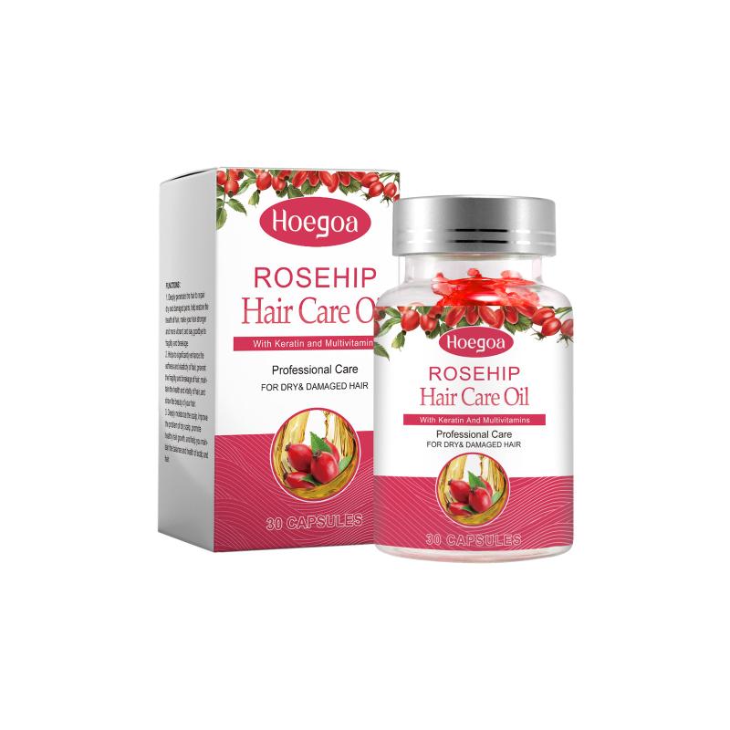 Hoegoa Rosehip Oil Hair Care Capsules - Scalp Massage For Dry, Frizzy, Smoothing, And Softening Hair Capsules