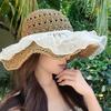 Fashion UV Protection Straw Hat Wide Brim Breathable Fisherman Cap Foldable Sun Hat Women
