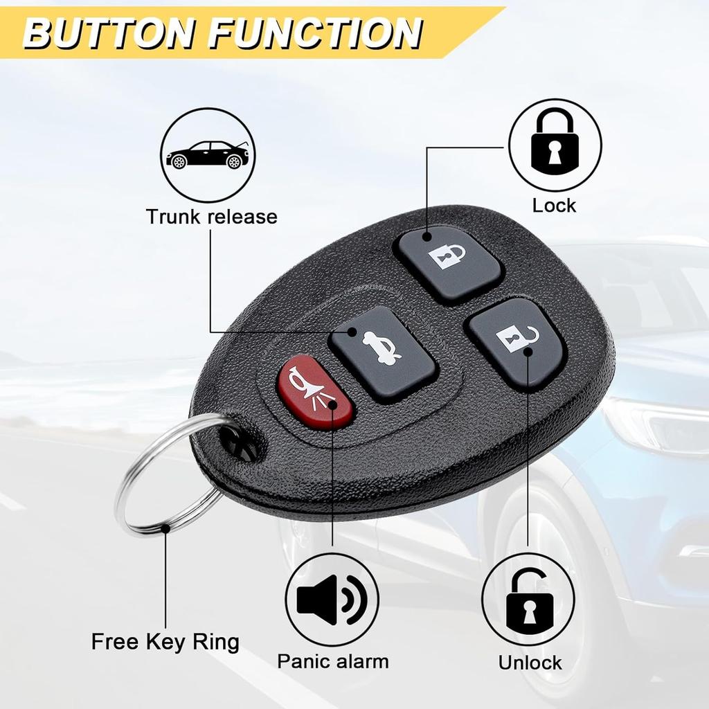 Key Fob for 06-10 Chevy Cobalt / 06-12 Malibu/ 07-09 G5 / 05-08 Grand Prix/ 05-09 Buick Lacrosse Car Keyless Remote, KOBGT04A, 4 Buttons, 2Pcs