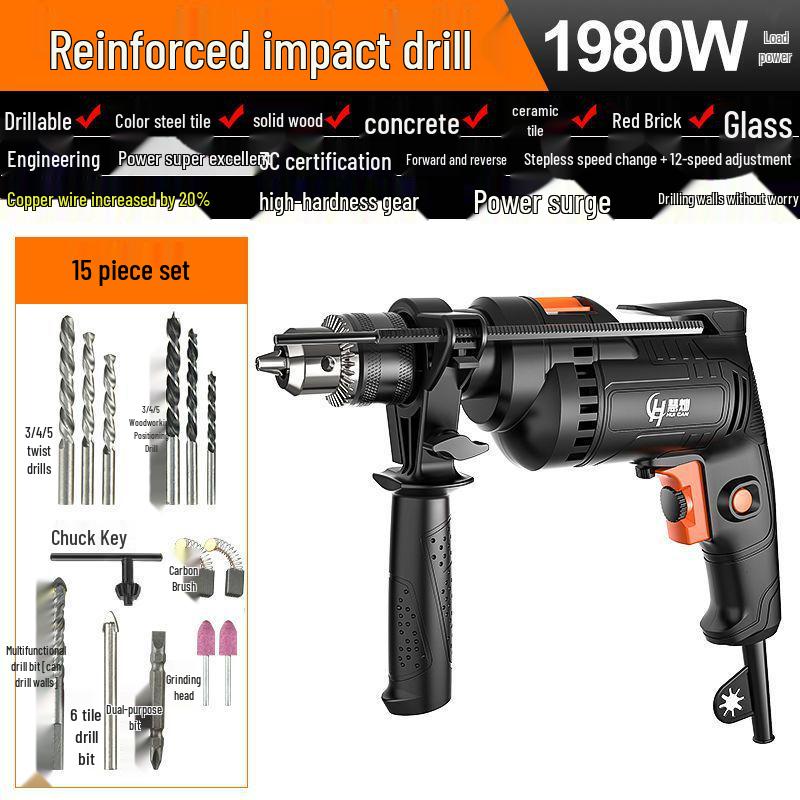 Multi-Functional Electric Impact Drill Set for Wall and Household Use