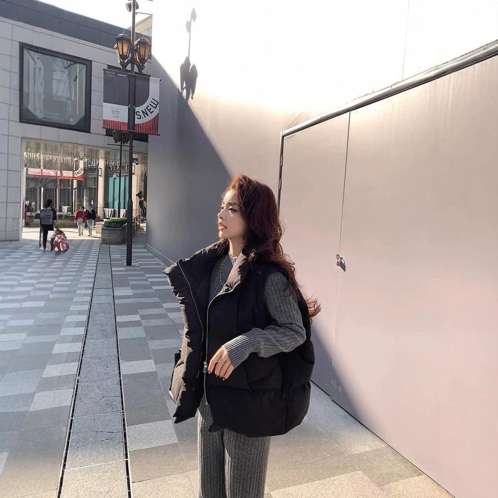 Winter New Thickened Down Cotton Vest Women's Loose Stand-up Collar Versatile Sleeveless Vest Women's Jacket