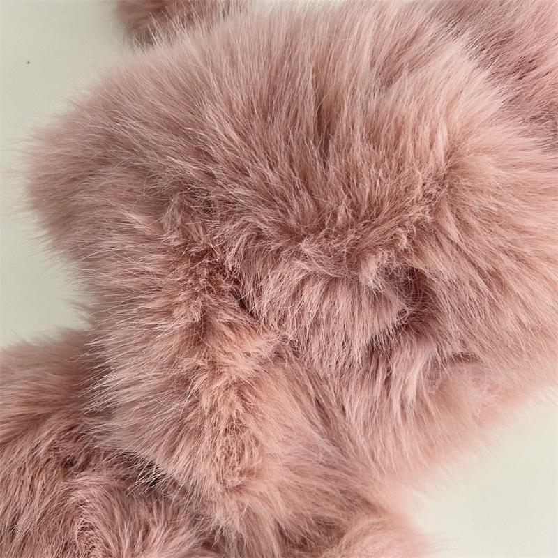 Cute bear-eared Lei Feng hat children's winter warm imitation mink hair ear protection hat cute tail tether hairball plush hat