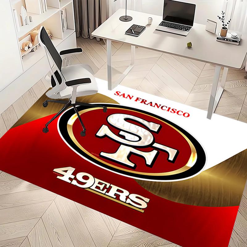 1 Stück San Francisco 49ers LOGO Druck Teppich - Weich, Waschbar, Rutschfest, Indoor-Matte, Wohnzimmer, Home-Office Dekorativer Teppich, Büro Dekorativ