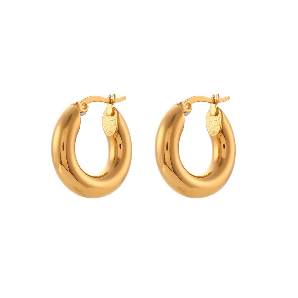 Minimalistischer Schmuck 18K Vergoldeter Edelstahl 20mm 25mm 30mm Creolen für Damen