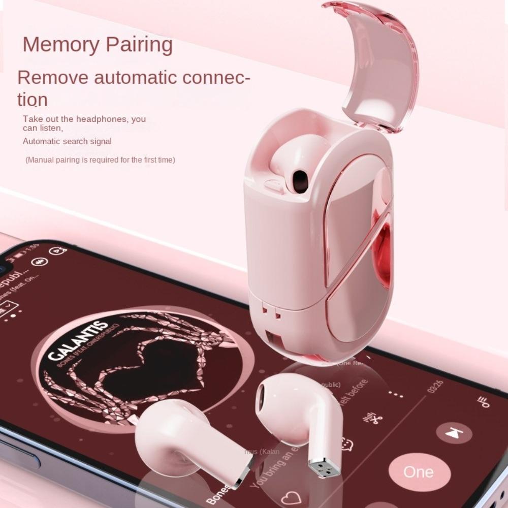 Deformation Design Heart Wireless Earbuds Mini Size Rotatable Earphones  For Small Ears