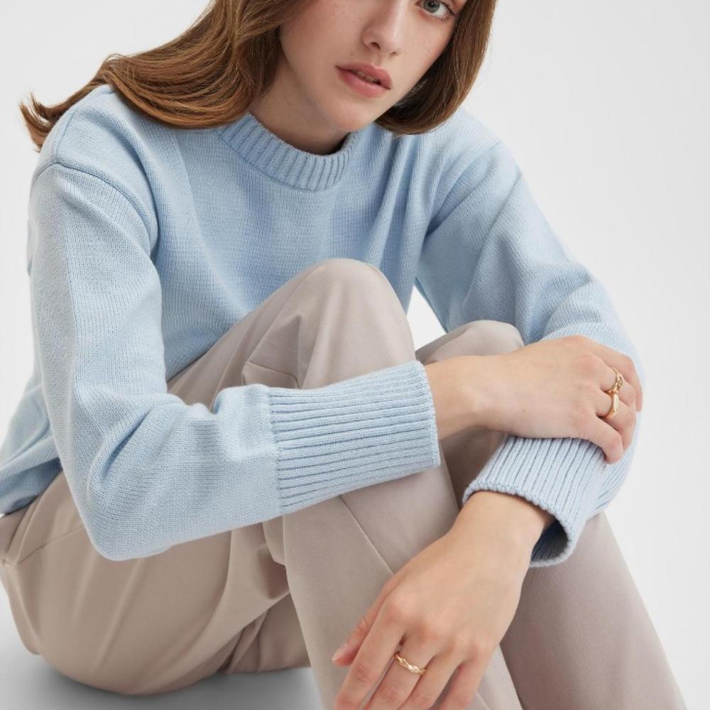 IHUASU Herbst und Winter Damenmode Lässiger einfarbiger Langarm O-Ausschnitt Lockerer Pullover