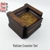 Set of 6 Rattan Coasters: Wooden Heat Insulation Pads, Thai Tea Set Display, Unique Antique Home Ornaments.