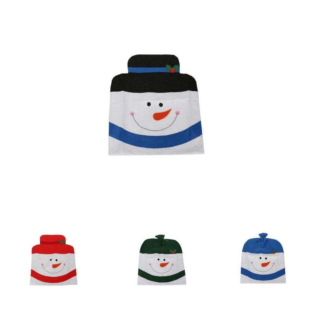 Christmas Chair Cover Set With Snowman Design For Holiday Home Decor