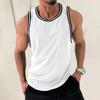 Men's Knit Vertical Stripes Fitness Exercise Slim-fit I-block Color Vest