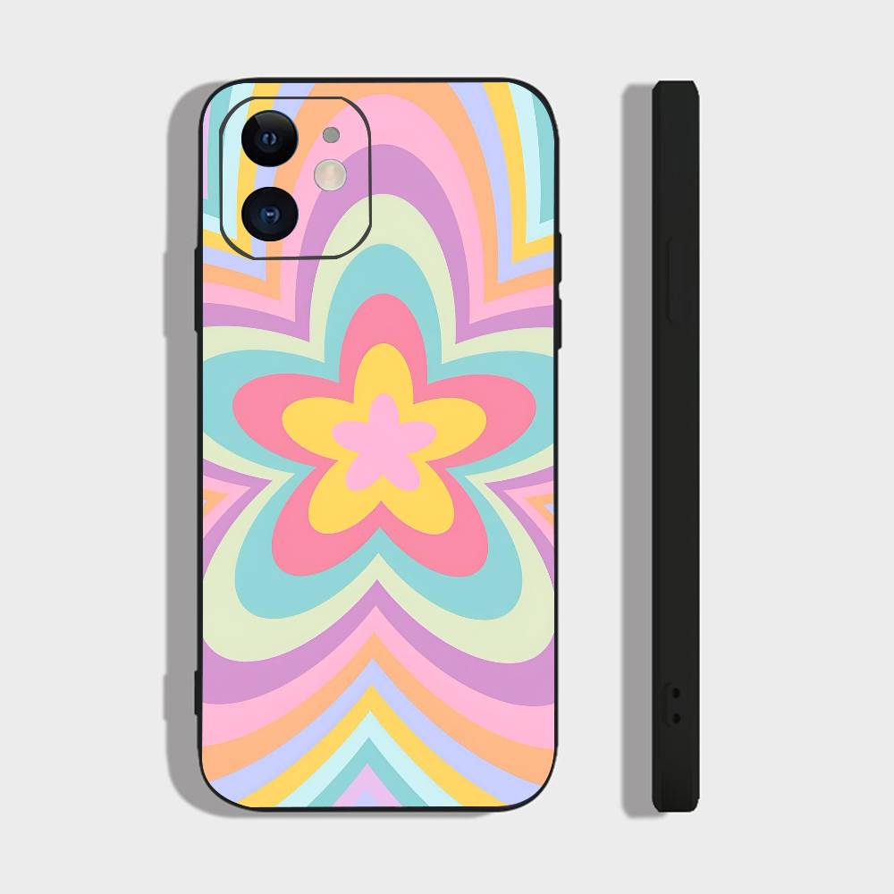 Bunte Herz-Handyhülle für iPhone 15, 16, 14 Plus, 13, 12, 11, 17 Pro Max, 17 Air, Schwarz, weich