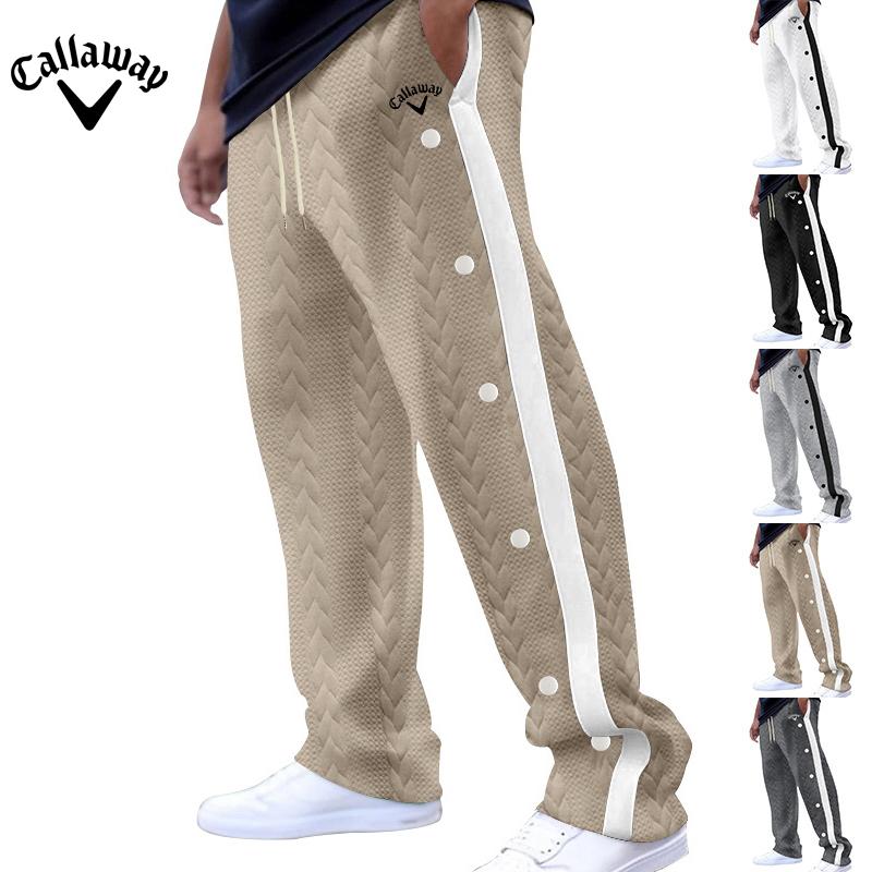 

Callaway Embroidered Autumn New Men s Textured Jacquard Pants, Single Breasted Patchwork Loose Oversized Casual Pants, Versatile Sweatpants S чёрный
