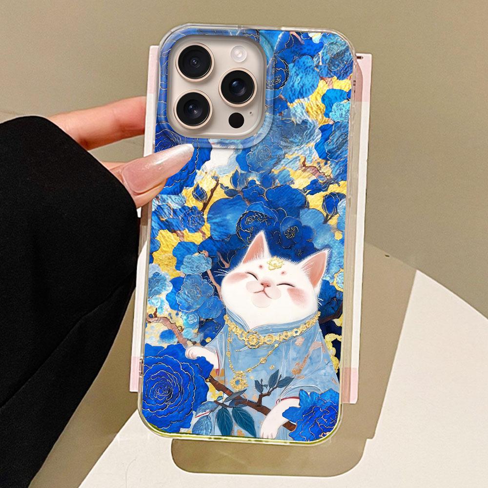 

Чехол для телефона для женщин и девушек с текстурой вихря и изображением кота удачи для iPhone 16 15 14 7 8 Plus 13 11 12 Pro Max X XS XR SE 2022 16e TPU Чехол-сумка iPhone 12 pro белый