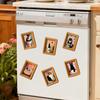 Magnetic Picture Frames for Refrigerator Funny Wooden Fridge Magnets Frame, Retro Cute Cat Pattern Decorative Photos Locker Magnet Photo Holder