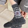 Female Autumn and Winter Thickened Warm Cartoon Cute Cat Wool Mid Tube Socks