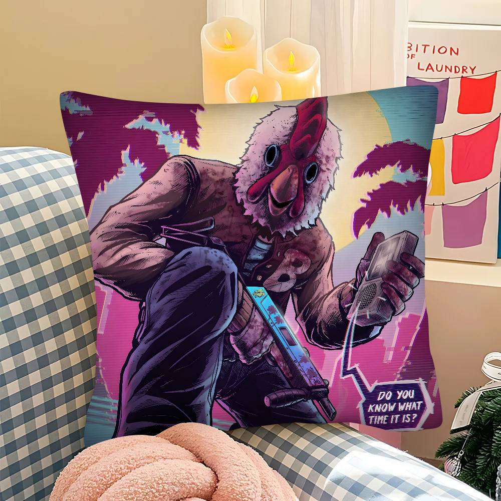 ПК Классический Hotline Miami Экшен Игра Наволочка Модная Квадратная Наволочка Спальня Диван Комната Декор Ins Отдых 40x40 cm
