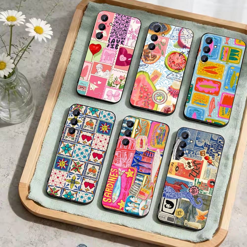 Collage Phone Case For Samsung Galaxy A73,21,22,32,71,53,52,51,80,5G Soft Black Cover