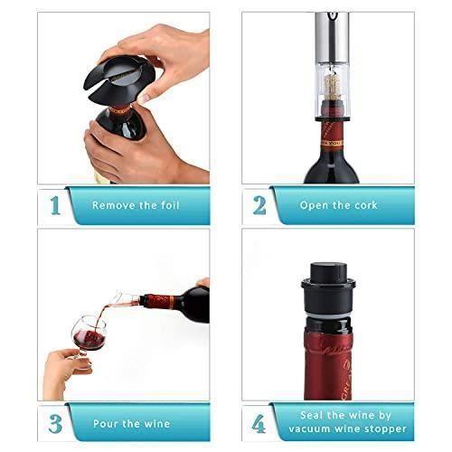 Wiwoney tire-bouchon electrique rechargeable en acier inoxydable avec port de charge usb - coupe-capsule de petite taille, portabl