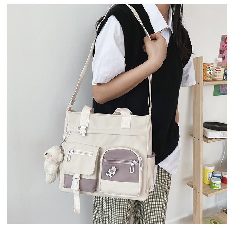Versatile Girl Student Color Blocking Large Capacity Shoulder Bag