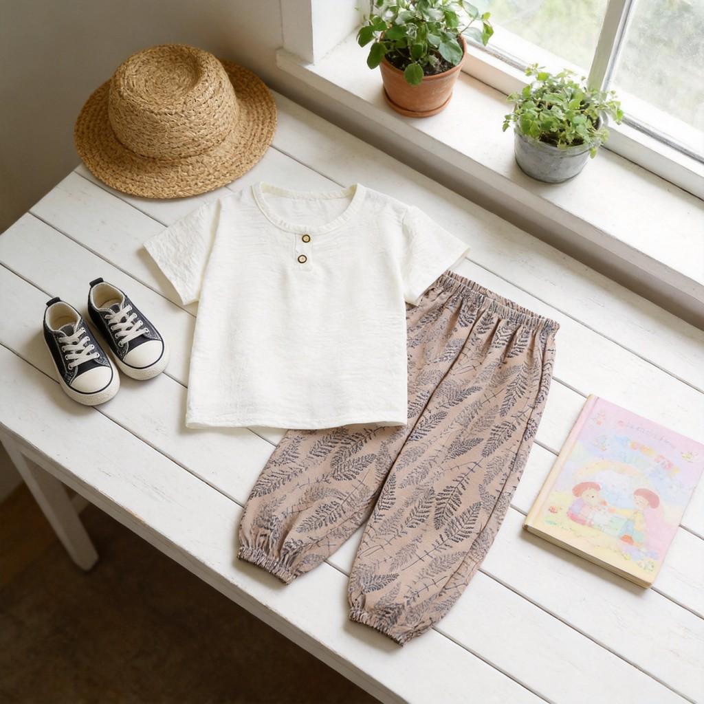 Baby Boy Summer Outfit Set With Ice Silk Fabric For Toddler Kids Casual Wear