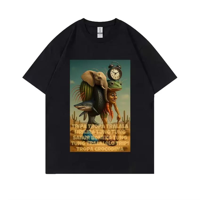 

Italien Brainrot Tung Tung Tung Sahur Tralalero Tralala Boneca Ambalabu Lirili Larila Graphique Hommes Décontracté Humor Tshirt S