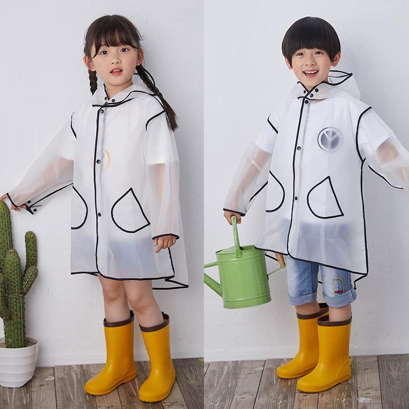 Boy's Thin Cloak White Transparent Children's Raincoat