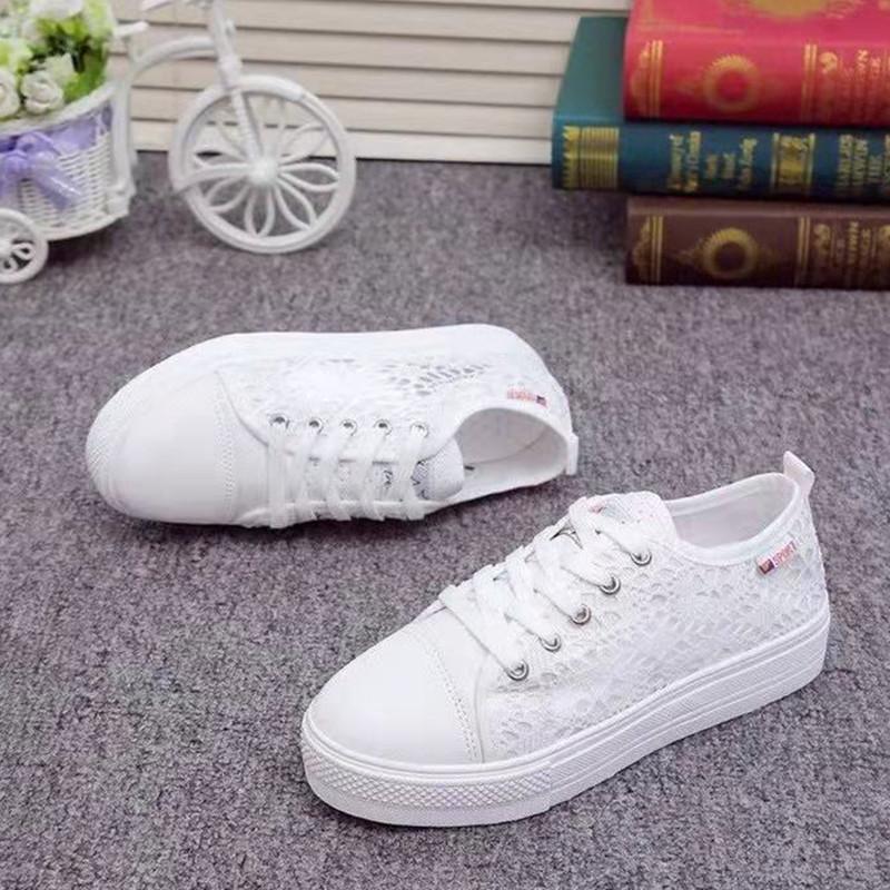Calzature Primavera Estate Scarpe da Donna Taglie Forti Rete Vuota Traspiranti Scarpe Casual con Zeppa Donna.