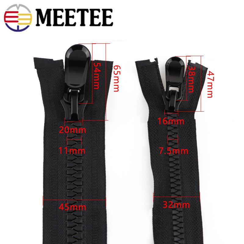 Meetee 8# 15# 70-150cm Open-End Resin Zippers Single Auto Lock Long Zips for Down Jacket Bags Tent Garment Sewing Accessories