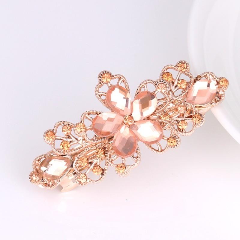 Fashionable Bow Hair Clip, Women's Pearl Flower Crystal Hairpin, Spring Clip Hair Accessory