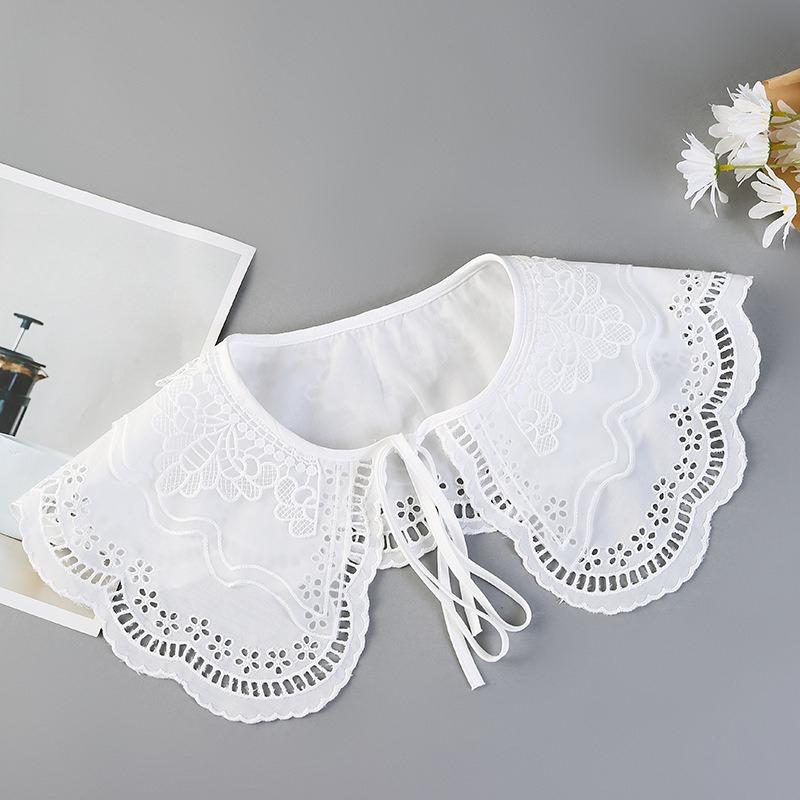 Koreansk Stor Revers Avtakbar Krage for Kvinner Genser Topp Falsk Krage Sjal Skuldersjal Dekor Falske Krager Slips