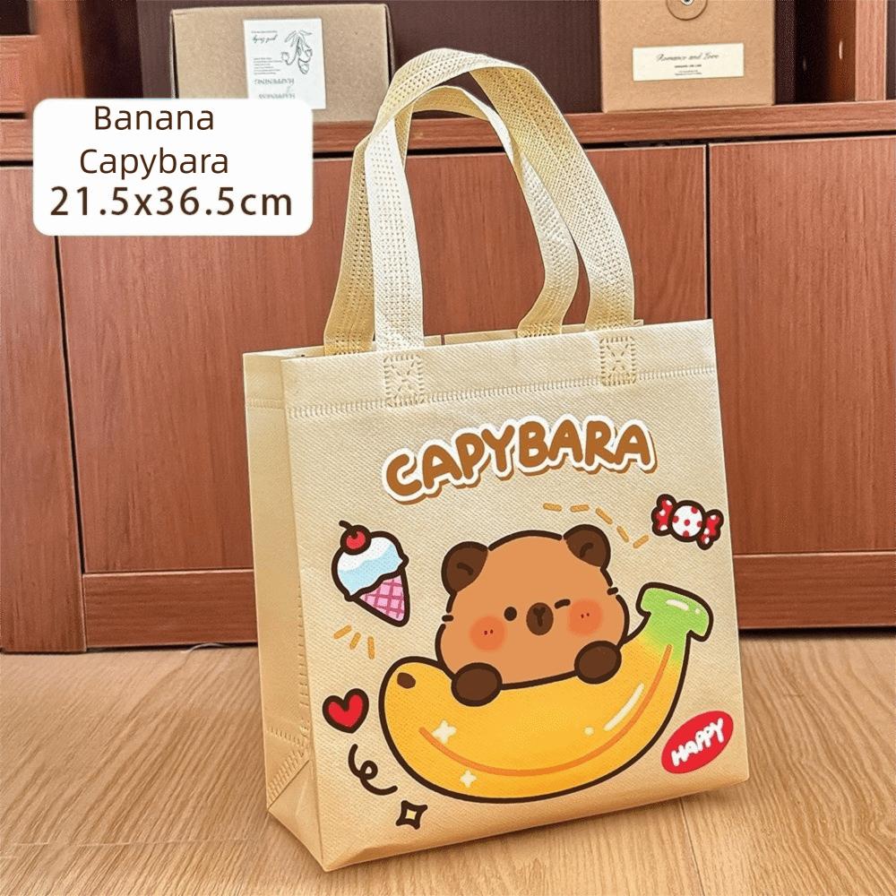 

Cute Non-woven Capybara Tote Bag Reuse Shopping HandBag Cartoon Capybara Birthday Gift Bag Portable Capybara Print Canvas Bag