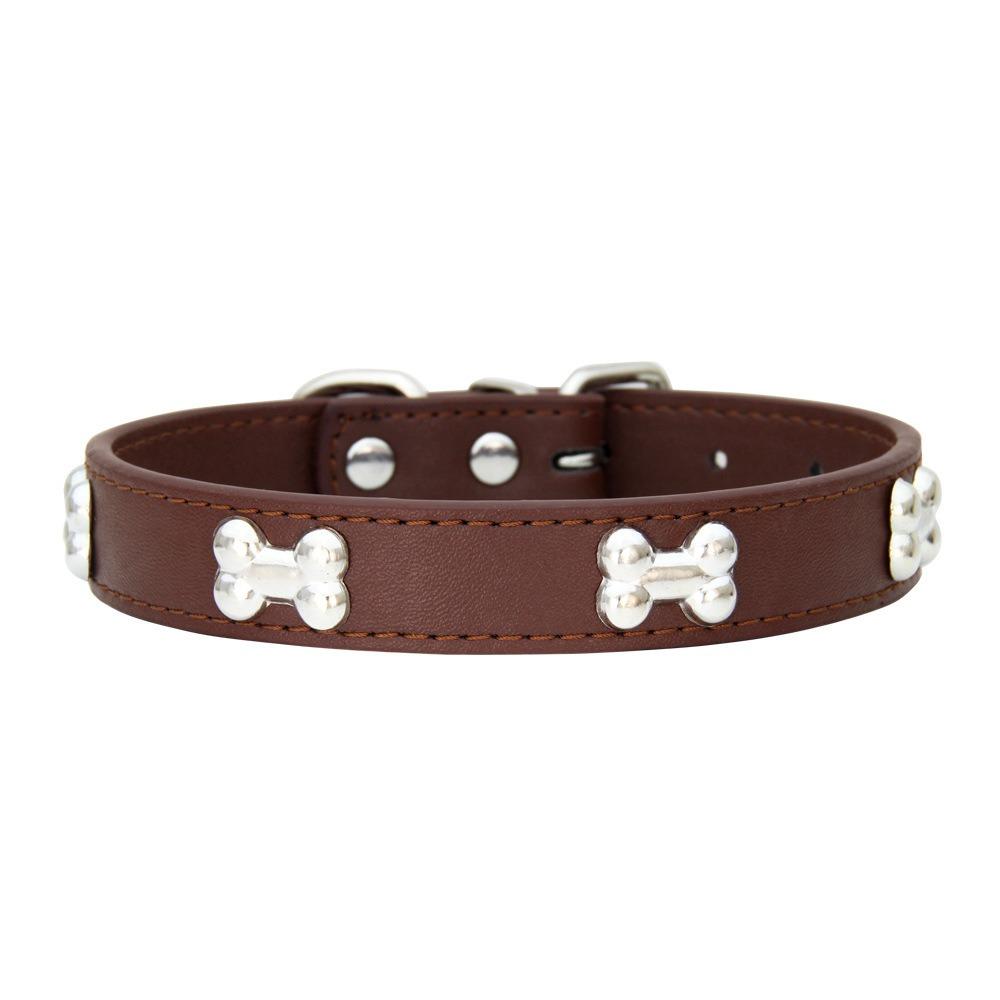 Leather Dog Collar Dog Choker Puppy Neck Small Dog Collar Cat Accessories Bone Leather Durable Pet Collars GXQ13