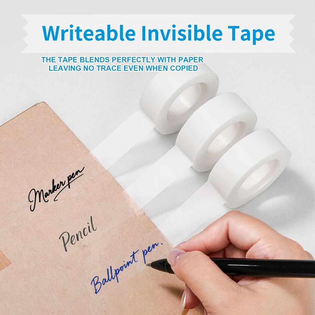 Invisible Tape,12 Rolls Tape Refills Bulk, Writable Tape 3/4 X 1000 Inches, Matte Transparent Tape for Dispenser, School Office Home Supplies for