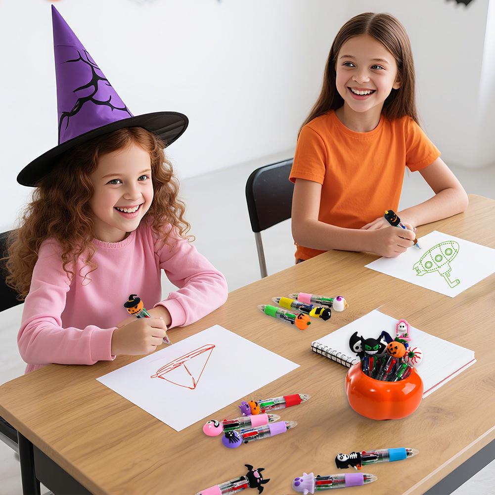 Halloween Themed Ballpoint Pens Bulk Cute Press Type Color Pen Mini Pen Smooth Writing for Halloween Gifts Back-To-School Gifts