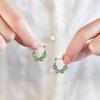 Natural Hetian Jade Green Dangle Earrings - New Chinese Style Studs for Women, National Style Qingyu Design
